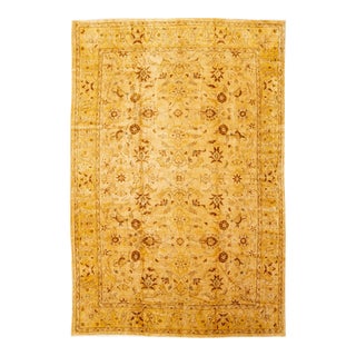 Modern Persian Sultanabad Handmade Floral Tan Oversize Wool Rug For Sale