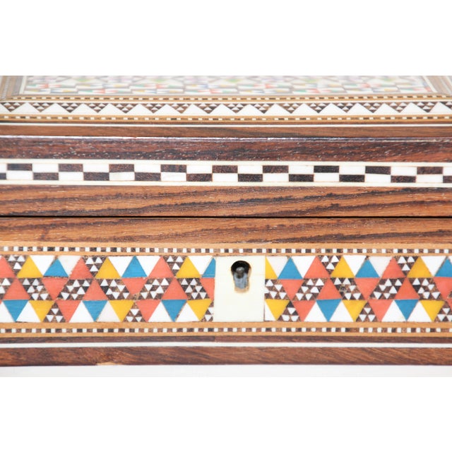 Brown Middle Eastern Mosaic Moorish Box Inlaid For Sale - Image 8 of 13