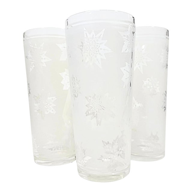 Mid 20th Century Farmhouse Atomic Snowflake Tumblers - Set of Four For Sale