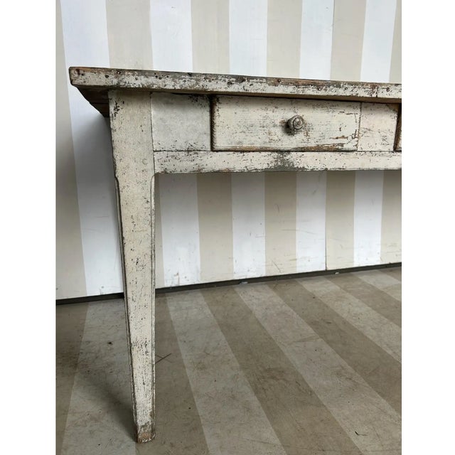 19th Century 19th Century French Painted 8 Drawer Farm Table For Sale - Image 5 of 12