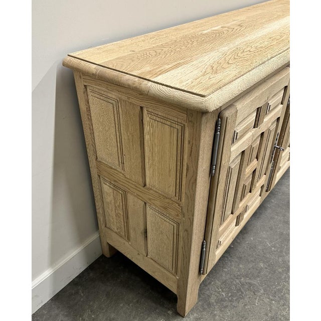 Vintage French White Oak Brutalist Sideboard, France, 1960s For Sale - Image 11 of 15