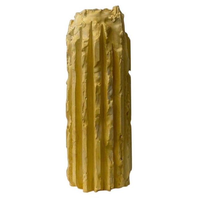 Rib 16x Thin Yellow Cornice Vase by Lenny Stopp For Sale - Image 6 of 6