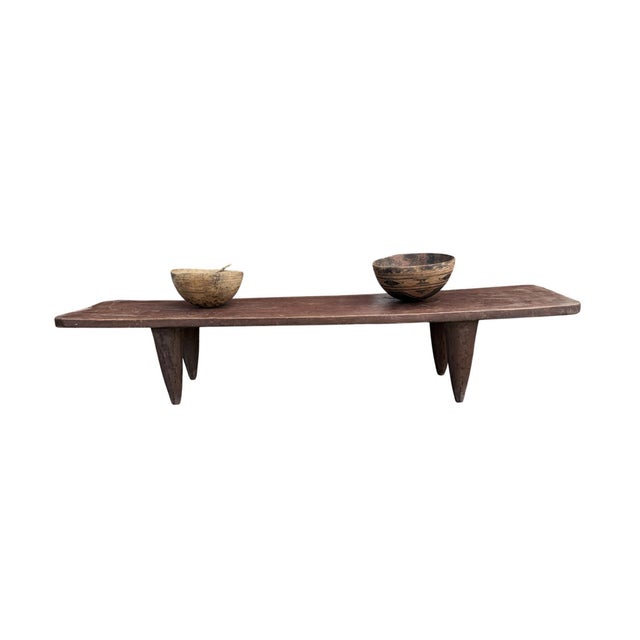 Vintage Large-Tribal-Wood-Senufo-Coffee-Table stool-74.25" W For Sale - Image 4 of 13