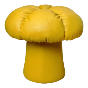 Mid-Century Yellow Pedal Tuft Mushroom Seat Ottoman