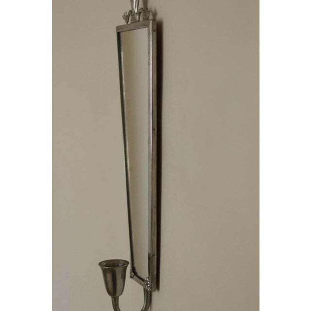 Mid-Century Swedish Pewter Sconces with Mirrors, Set of 2 For Sale - Image 9 of 18