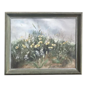 1974 Field of Wildflowers Oil-On-Canvas, Framed