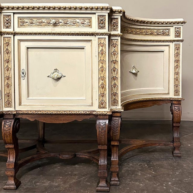 Wood Grand Antique Italian Neoclassical ~ Baroque Painted Console ~ Buffet For Sale - Image 7 of 12