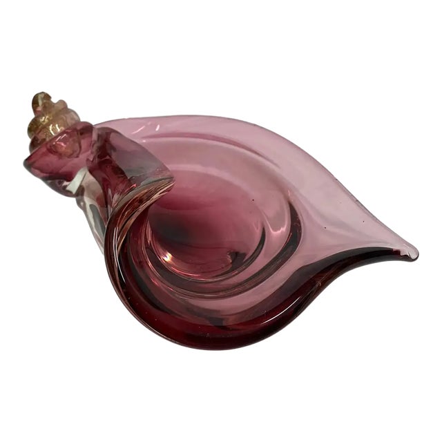 1970s Mid-Century Modern Purple and Gold Murano Glass Italian Ashtray For Sale