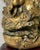 Late 20th Century Chinoiserie Gilded "Faux Bronze" Laughing Buddha Statue on Wooden Base For Sale - Image 4 of 11
