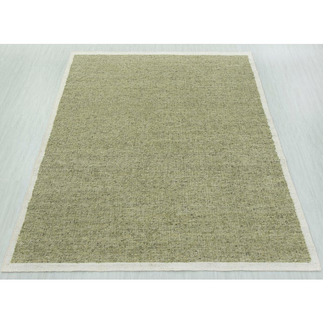 8x10 Natural Wool Jute Cream Green Solid Premium Rug For Sale - Image 16 of 17