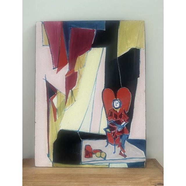 Vintage Oil on Corkboard For Sale - Image 4 of 4