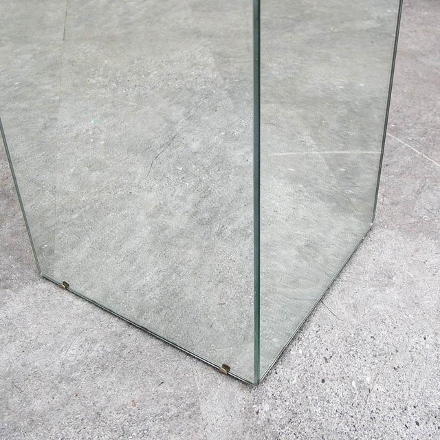 Silver Mid Century Modern Pedestal Mirror Square Table Display Art Glass Rectangular For Sale - Image 8 of 12
