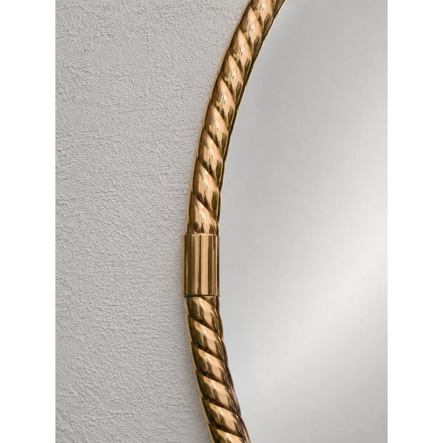 Hollywood Regency Round Wall Mirror in a Brass Frame, 1970s For Sale - Image 6 of 6
