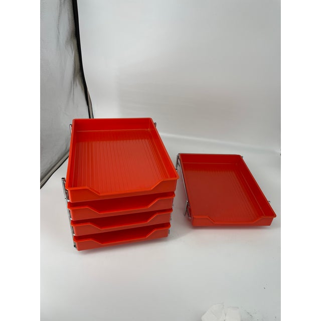 Red Vintage Danflex Desktop File Organizer Letter Tray For Sale - Image 8 of 9
