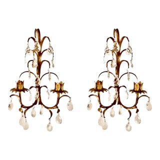 Italian Gilt Tole Candelabras, a Pair For Sale