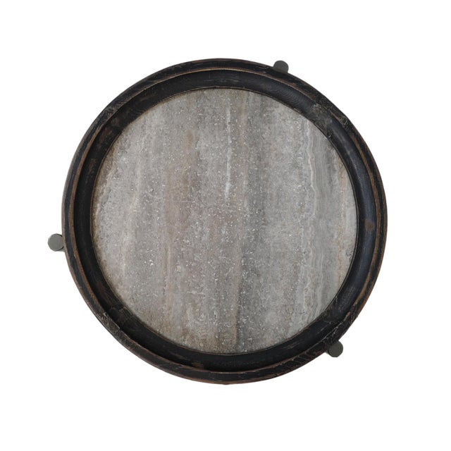 2020s Alpine Marble & Elm Side Table For Sale - Image 5 of 10