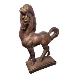 Hollywood Regency Bronze-Finished Plaster Stallion Sculpture