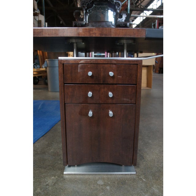 1970s Dakota Jackson French Art Deco Postmodern Mahogany Partners Desk For Sale - Image 11 of 12