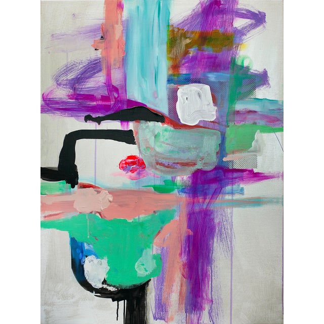 "Visions of Paradise" Contemporary Abstract Expressionist Mixed-Media Painting by Sara Abbott For Sale