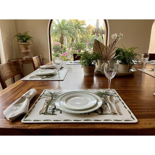 La Corallina Firenze Italian Tropical Palm Tree Motif Rectangular Placemat For Sale In West Palm - Image 6 of 7