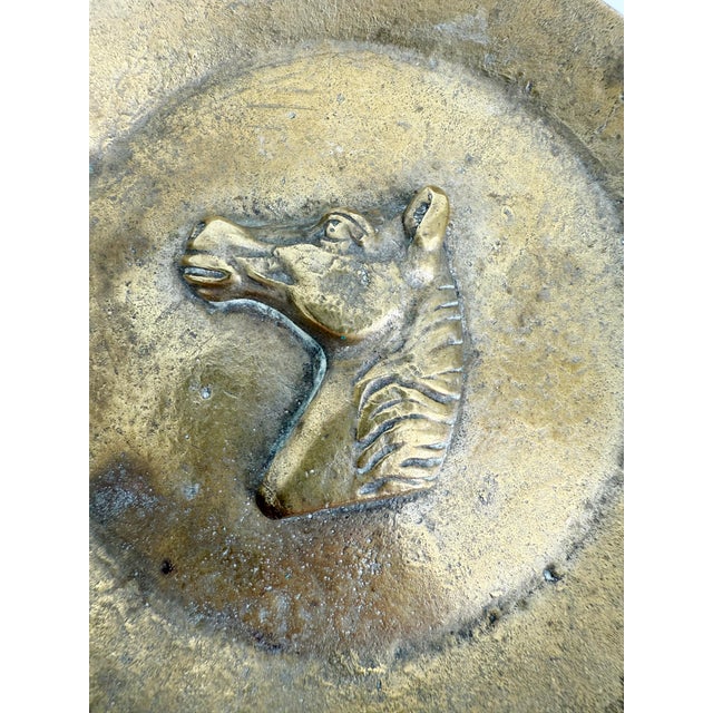 Rustic European Italian Bronze & Leather Equestrian Ashtray Catchall For Sale - Image 3 of 10