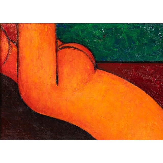 Modern Orange Nude Oil on Canvas Painting, 1970 For Sale In Atlanta - Image 6 of 17
