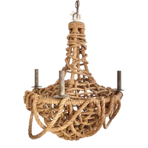 Modern Organic Boho Lazlo Chandelier by Made Goods With Textured Draped Rope Details and Four Lights