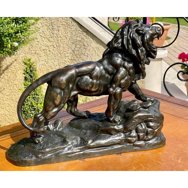 Bronze Statue of Roaring Lion, 19th Century For Sale - Image 15 of 18