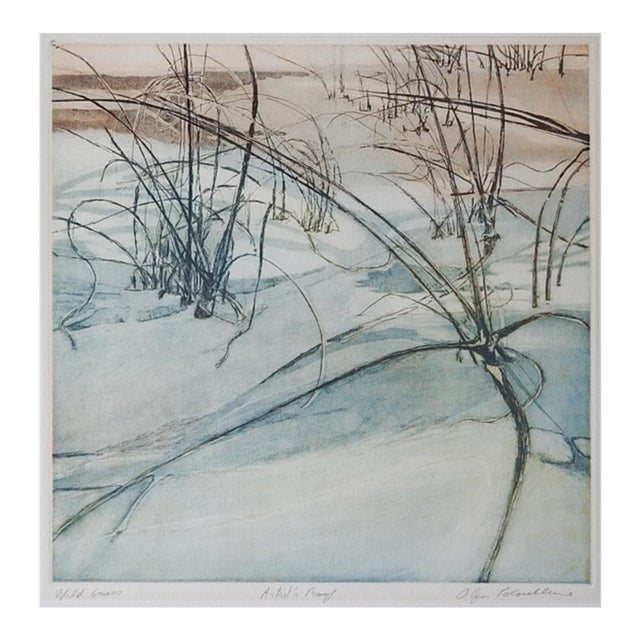 Late 20th Century Impressionist Wild Grass Aquatint Etching For Sale