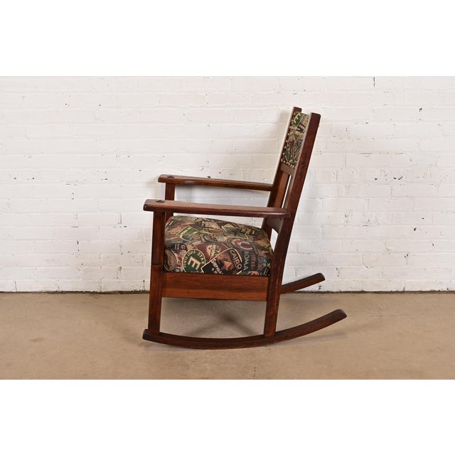 J. M. Young & Sons Antique Mission Oak Arts & Crafts Rocking Chair, Circa 1900 For Sale - Image 9 of 13
