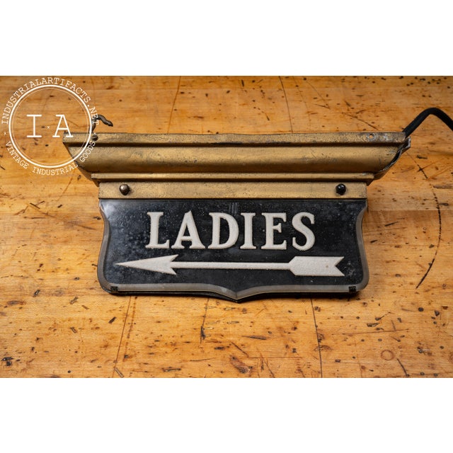 Mid-Century Modern Antique Double-Sided Rog "Ladies" Lighted Directional Restroom Sign For Sale - Image 3 of 15