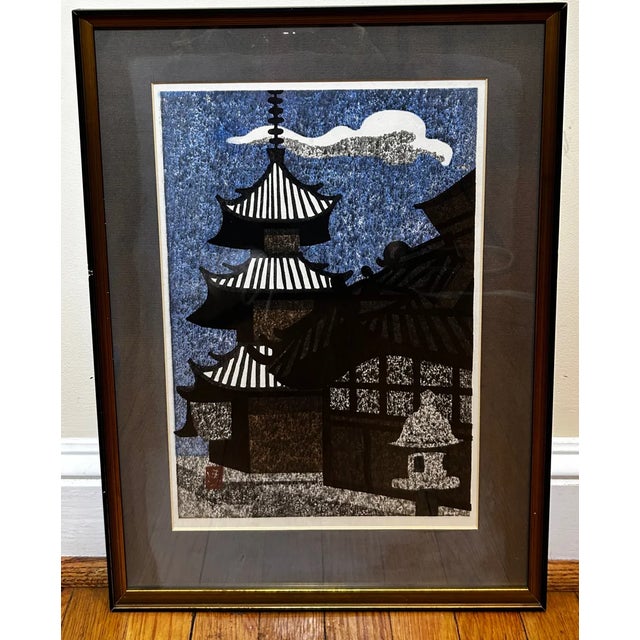 A serene and sophisticated pair of original mid-century color woodblock prints by Kiyoshi Saitō (1907-1997), Japan's...