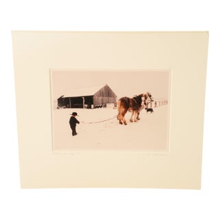 Late 20th Century Bill Coleman Amish Winter Scene Photography Artist Proof Matted Print For Sale
