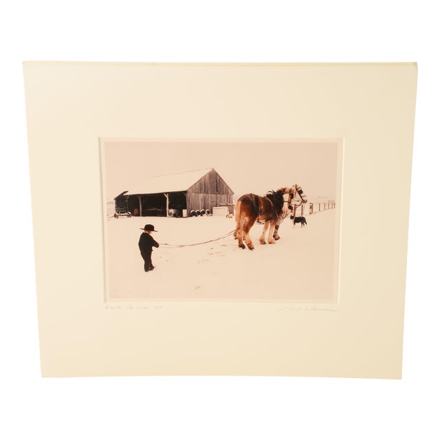 Late 20th Century Bill Coleman Amish Winter Scene Photography Artist Proof Matted Print For Sale