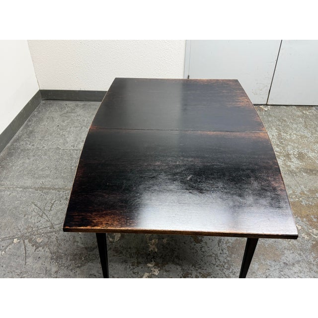 Wood Mid 20th Century Modern Ebonized Walnut Extension Dining Room Table For Sale - Image 7 of 12