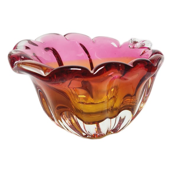 Decorative Bowl by J. Hospodka for Chribska Glassworks, Czechoslovakia, 1960s For Sale