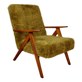 Vintage B-310 Var Lounge Chair with Khaki Long Hair Upholstery, 1970s For Sale