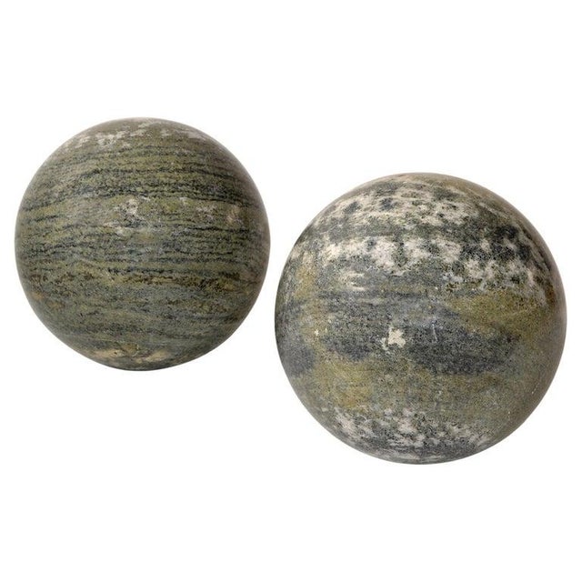 1970s 1980s Set 2 Italian 'Meta' Marble Sphere Ball Table Base Lella, Massimo Vignelli Style For Sale - Image 5 of 12