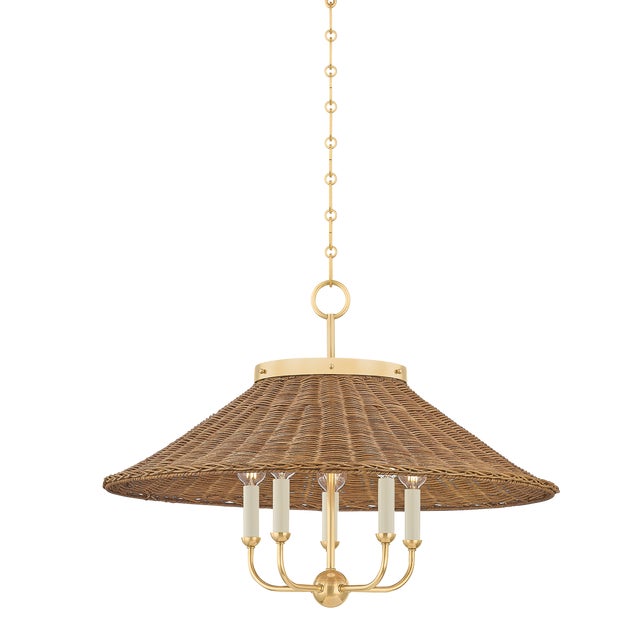 Hudson Valley Lighting Kensington 27.5 in. 5 Light Chandelier in Aged Brass Finish For Sale