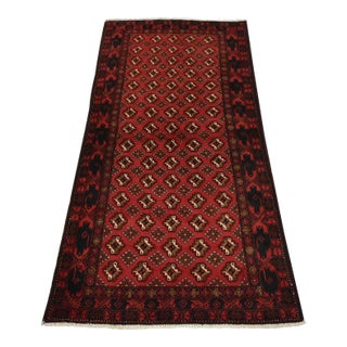 Baloch Rug 3’6” X 6’9” Red Wool Vintage Tribal Hand-Knotted Oriental Carpet For Sale