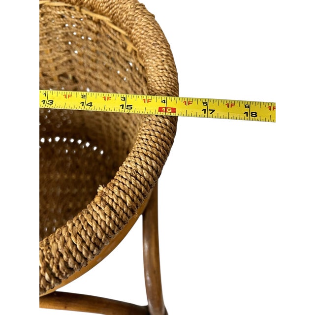 Mid Century Bamboo Rattan Basket Planter For Sale - Image 11 of 12
