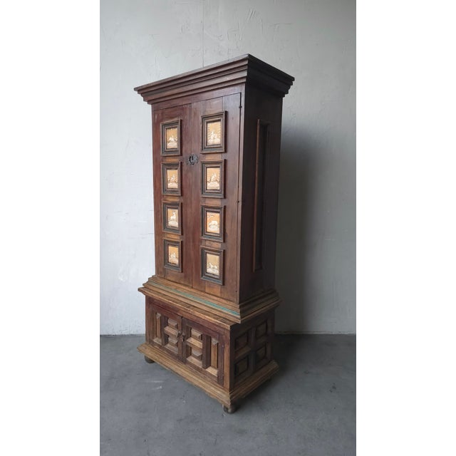 Rustic European Antique Spanish European Patinaed Wood Cabinet For Sale - Image 3 of 17