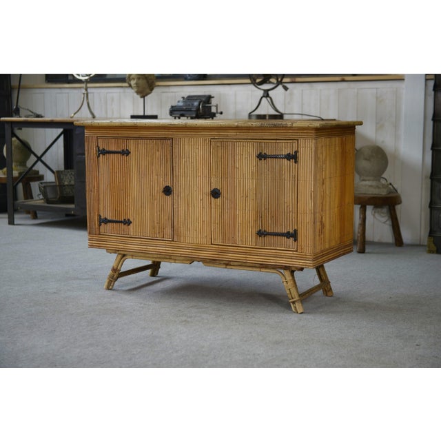 1960s Vintage Rattan Sideboard, 1960s For Sale - Image 5 of 13