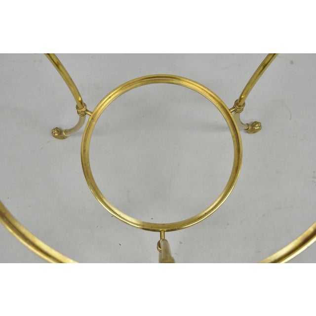 Late 20th Century Italian Hollywood Regency Brass Swan Tripod 2 Tier Round Occasional Side Table For Sale In Philadelphia - Image 6 of 12