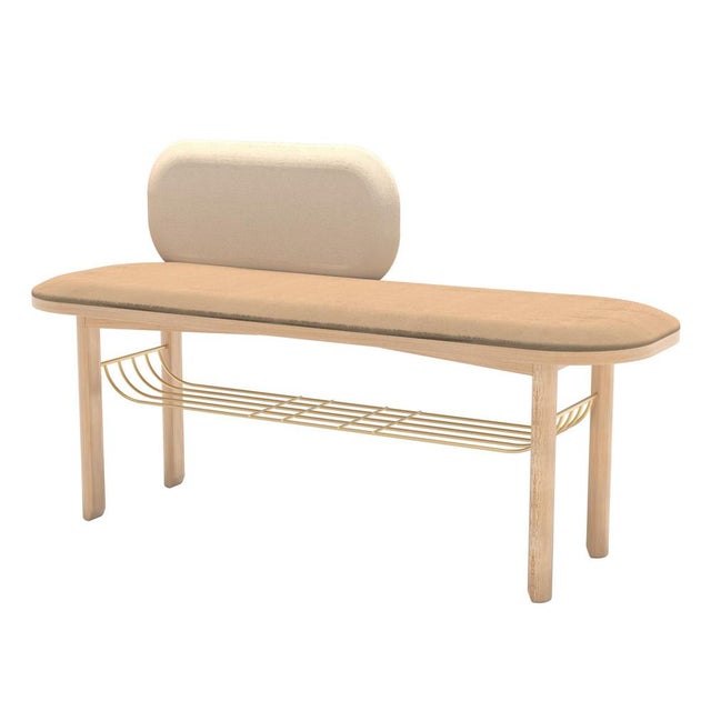 Camel eustache bench natural oak by harto dimensions: w 120 x d 40 x h 74 cm. Materials: solid wood, wood veneered mdf,...