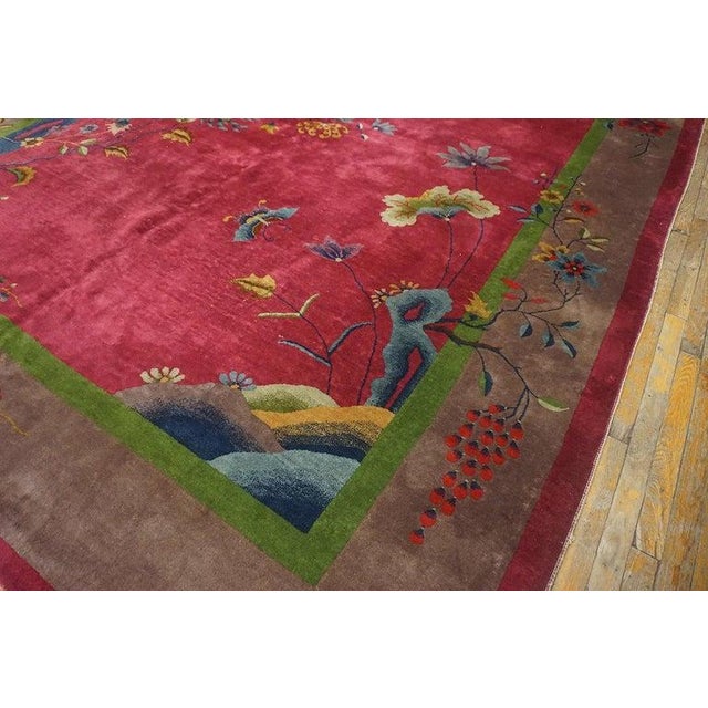 1920s Beautiful Red Antique Chinese Art Deco Wool Rug Carpet by Nichols Workshop For Sale - Image 4 of 9