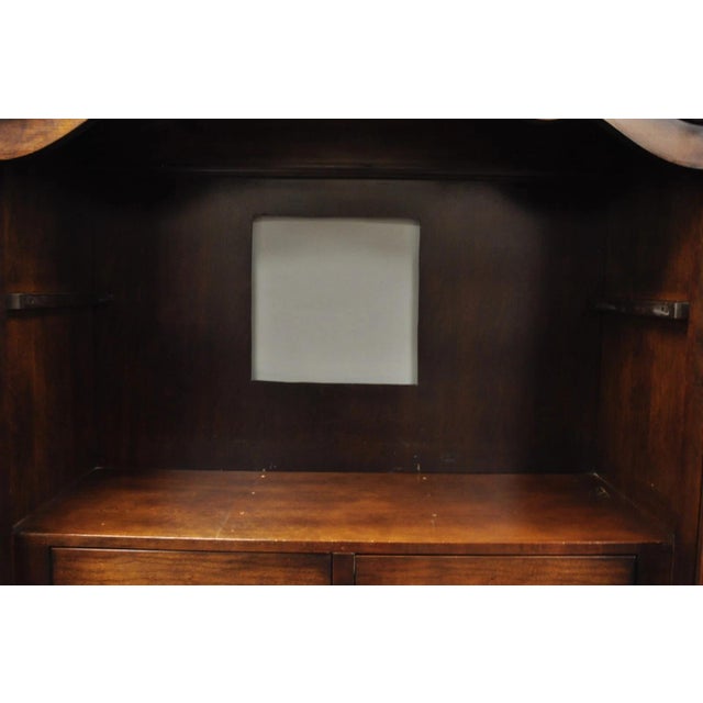 Wood Late 20th Century Furniture Cardella Cherry Wood Bombe Armoire Wardrobe Dresser Tv Cabinet For Sale - Image 7 of 18