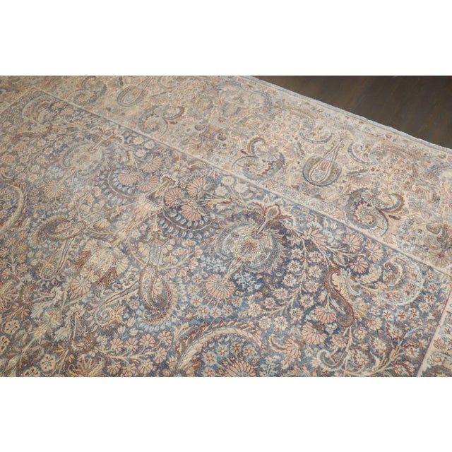 Floral Antique Washed Persian Kerman rug no. j5328 For Sale - Image 4 of 11