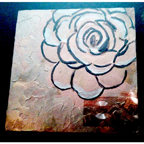 Art Deco Copper Color Metal Repousse Style Flowers in a Shadow Box For Sale - Image 3 of 6