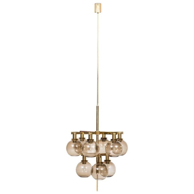 Brass & Smoked Glass Ceiling Lamp by Hans-Agne Jakobsson, 1950s For Sale - Image 11 of 11